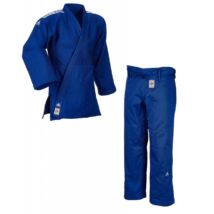 Adidas Champion II IJF SLIM FIT Judo gi kék, fehér vállszövéssel.