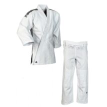 Adidas Training fehér Judo gi J500, fekete vállcsíkkal.