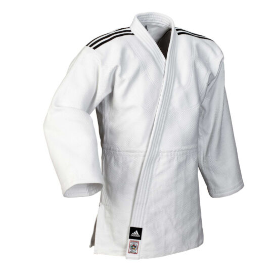 Adidas Champion III-1 JIJF-JAC Slim fit fehér judo kabát, 